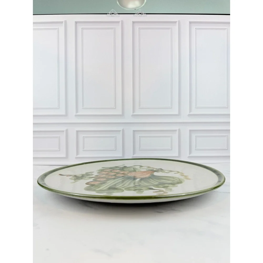 VTG Louisville Pottery John B. Taylor Large Round Serving Platter Harvest Grape